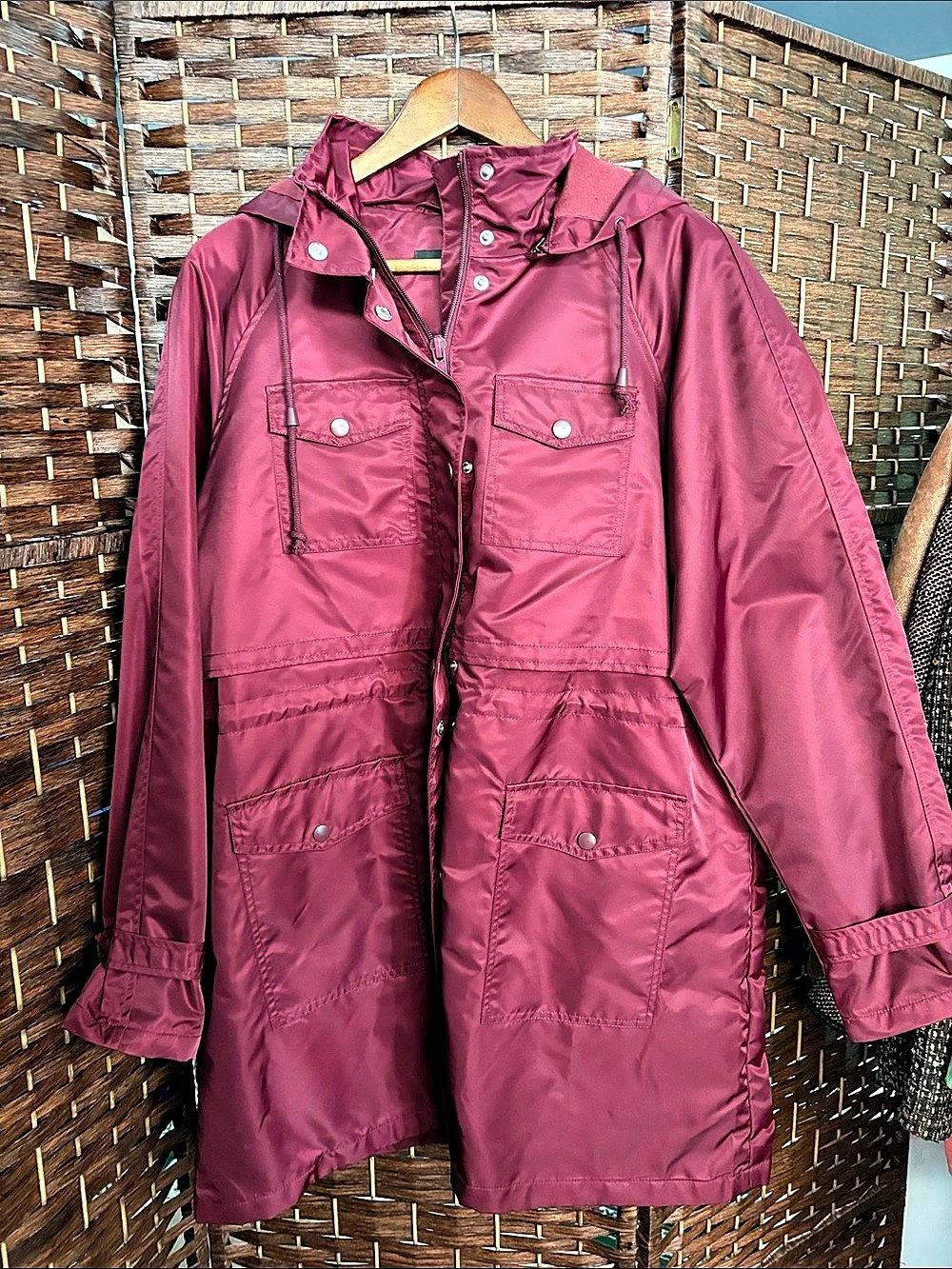 Forever 21 Burgundy Utility Trench Jacket Purple Large NWT